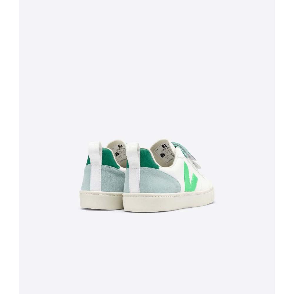 Veja V-10 CHROMEFREE Topanky Detske White/Green | SK 741MQZ